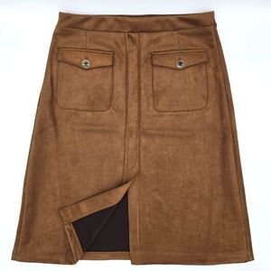 Marc New York Andrew Marc Faux Suede Tobacco Brown Skirt - Size L - NWT